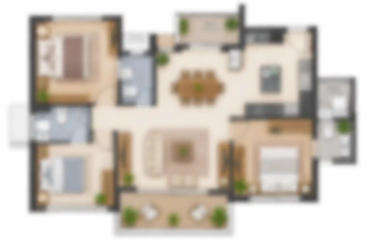 3 BHK Floor Plan (Blurred Preview)
